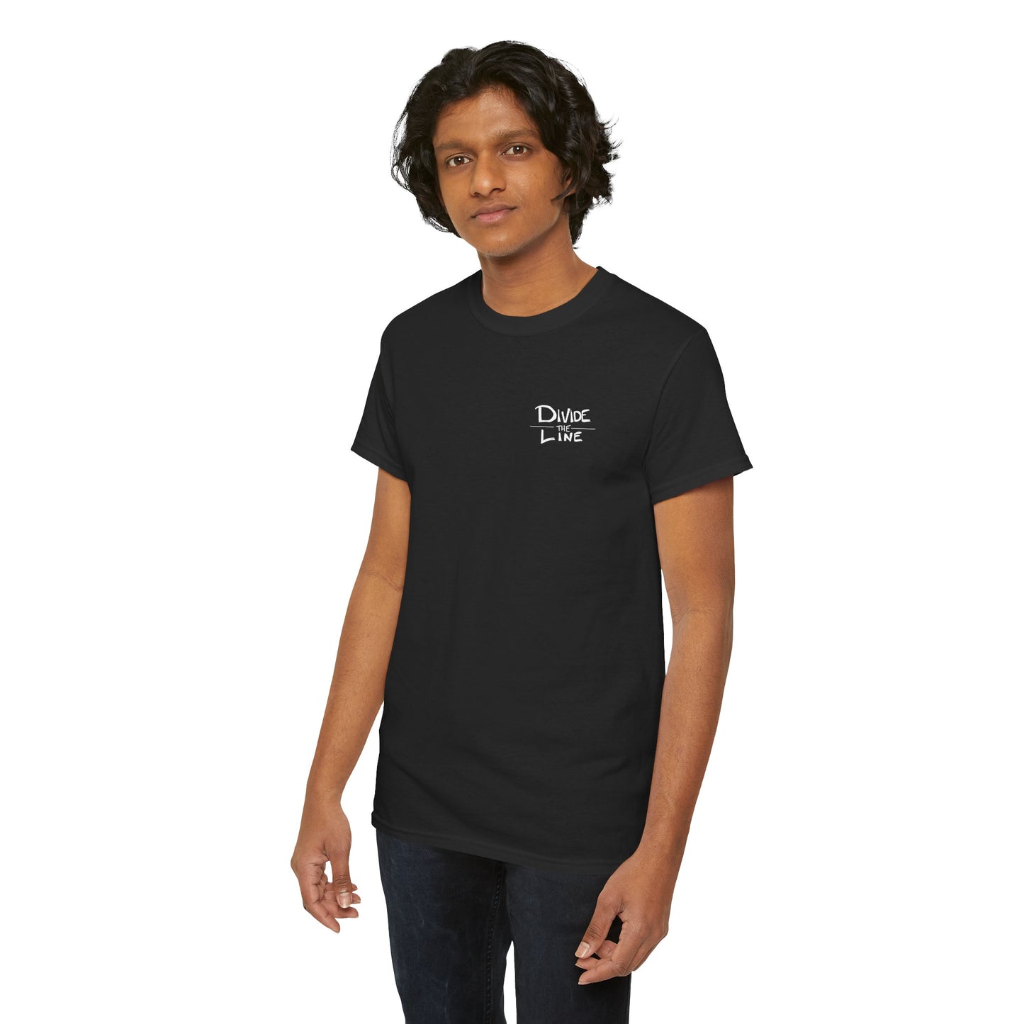 Divide the Line TV Head Artwork Unisex Heavy Cotton Black Tee