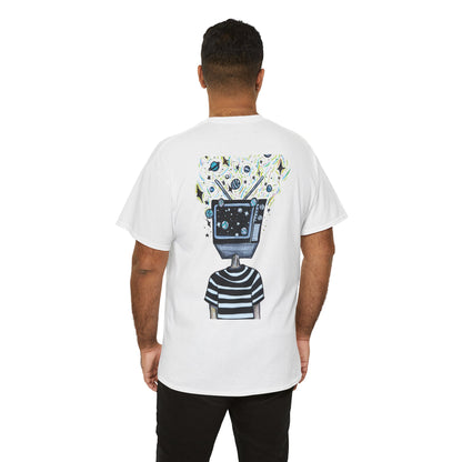 Divide the Line TV Head Artwork Unisex Heavy Cotton White Tee