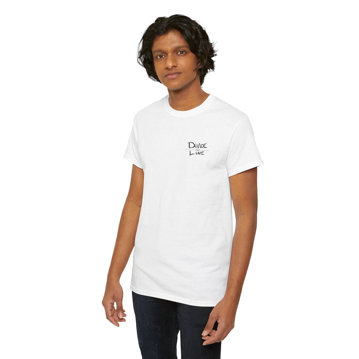 Divide the Line TV Head Artwork Unisex Heavy Cotton White Tee