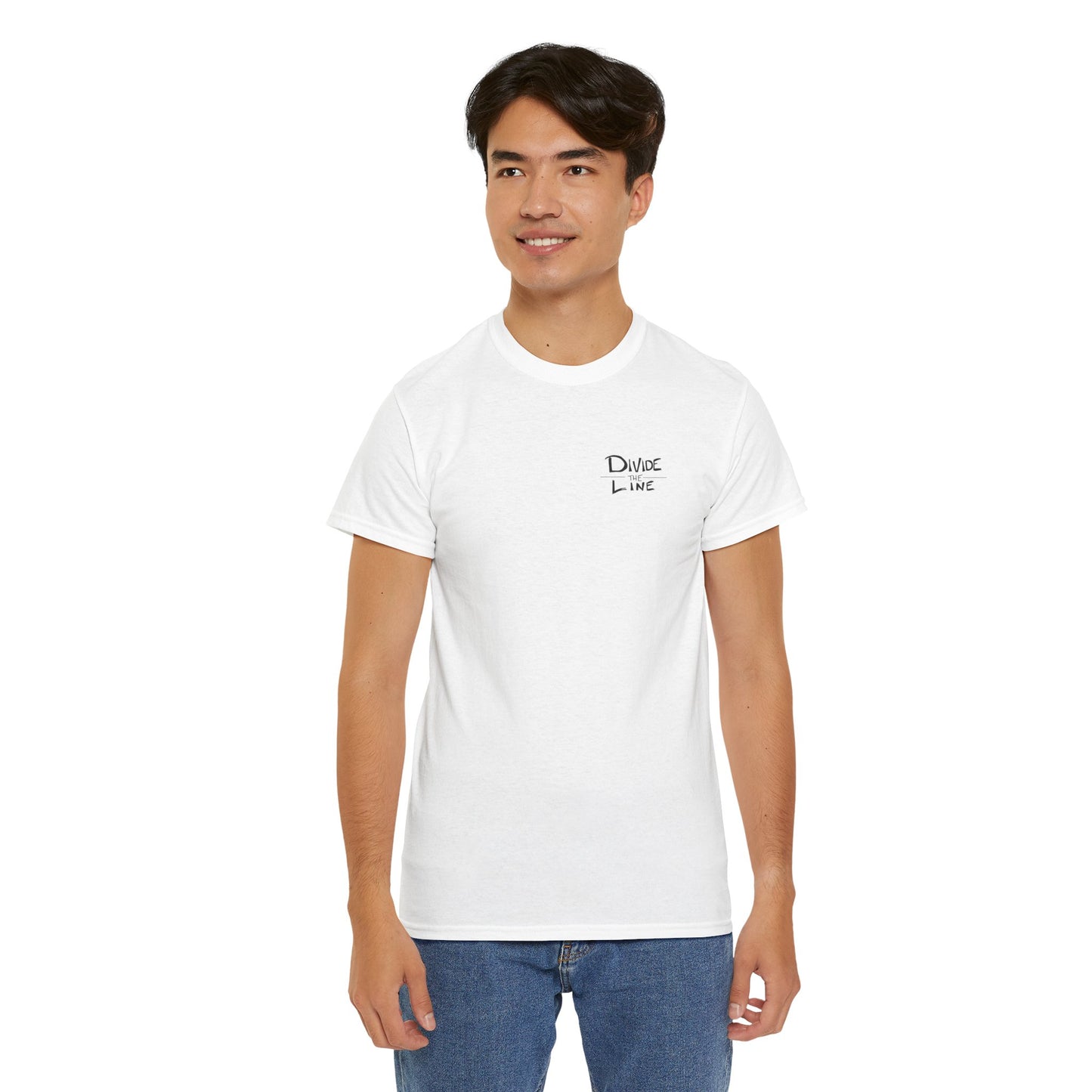 Divide the Line TV Head Artwork Unisex Heavy Cotton White Tee